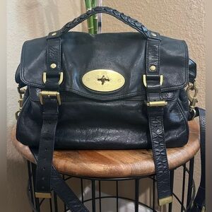 MULBERRY SMALL BLACK LEATHER ALEXA